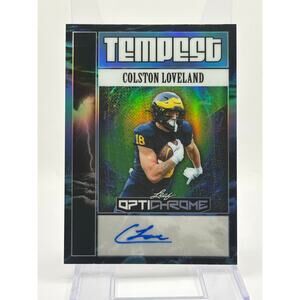 2025 Leaf Optichrome Colston Loveland Tempest Blue Auto 7/7 SP Michigan Bears